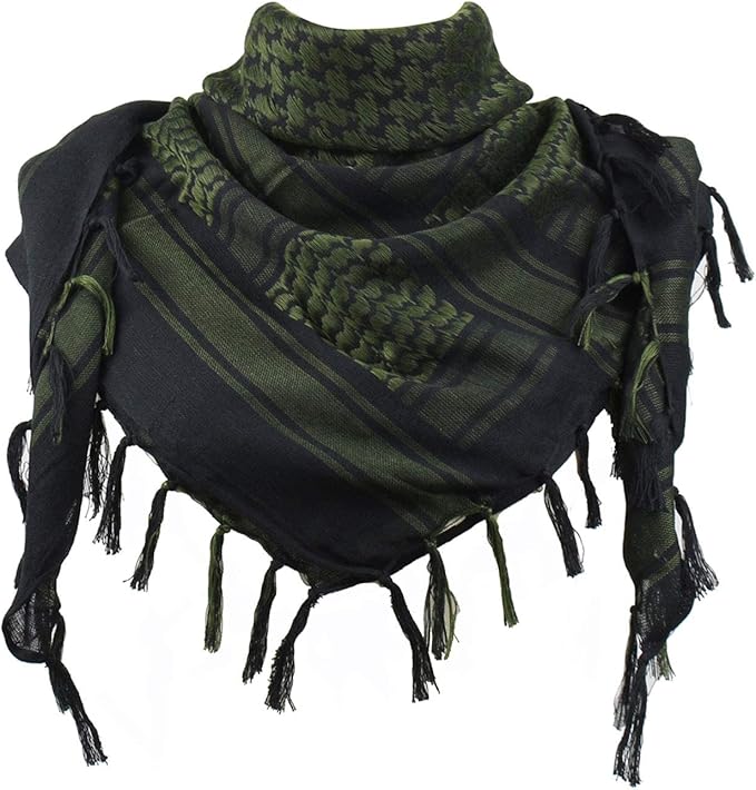 Explore Land Cotton Shemagh Keffiyeh Tactical Desert Scarf Neck Head Wrap with Tassel for Men Women