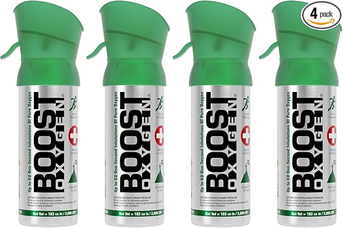Boost Oxygen Pocket Size Natural 3L Canister | Respiratory Support for Aerobic Recovery, Altitude, Performance & Health (4 Pack)