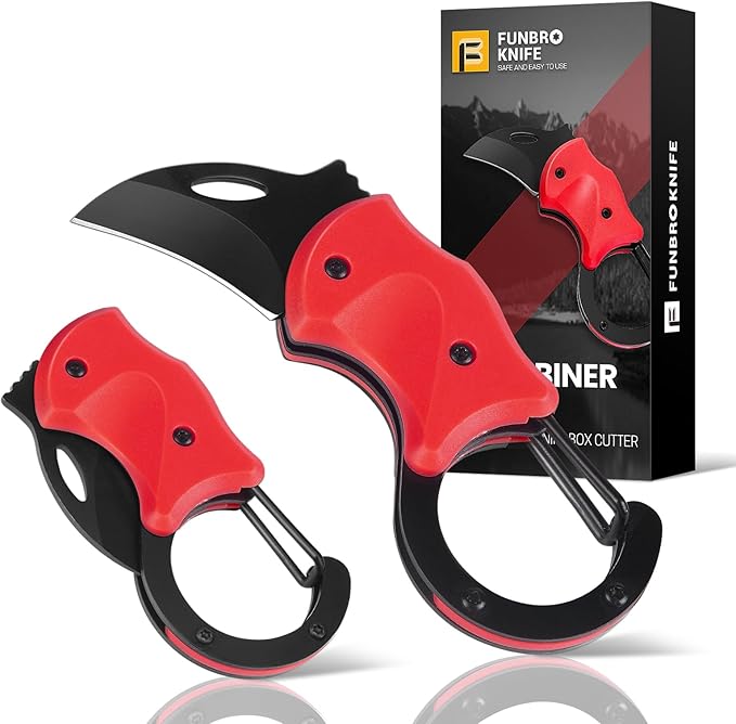 FUNBRO Cool Folding Knife Box Cutter, Small Pocket Knife for Men with 1.34 inch Sharp Blade, EDC Knives Tool for Everyday Carry, Great Gift for Women Men (Red)