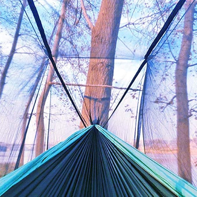 KEPEAK Camping Hammock with Net Netting, Single & Double Tree Hammock Net, Lightweight Nylon Portable Hammock for Backpacking, Camping, Travel, Beach, Yard