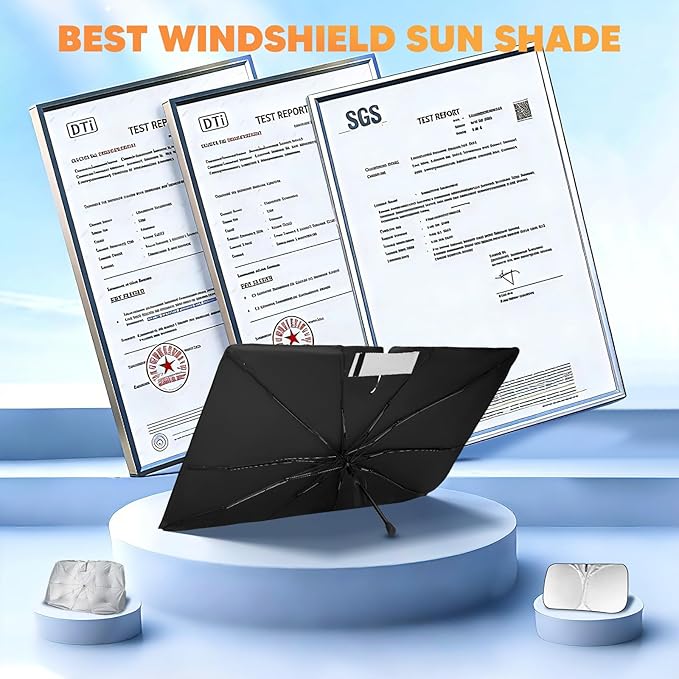 KUST Sun Shade Umbrella for Toyota Camry 2018-2024 | Custom Fit Windshield Sunshade | Foldable Sunshade with Bendable Handle | Blocks Heat & UV Rays Keep Car Cool Sunshield