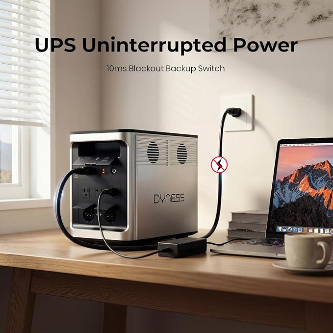 DYNESS 1536Wh Portable Power Station, 1800W Solar Generator with UPS, APP Control, 50 Min to 80% Fast Charging, LiFePO4 Battery, Quiet Backup Power for Home, Camping, RV