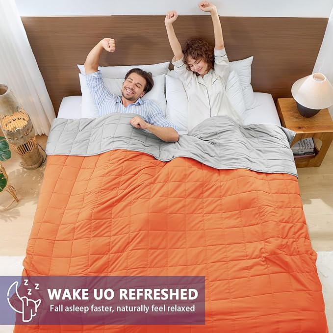 King Size Weighted Blanket for Adults (25 lbs, 80” x 87”, Orange) Cooling Heavy Blanket for Sleeping Perfect for 240-260 lbs, Breathable Blanket for Adults & Couple All Season, Machine Washable