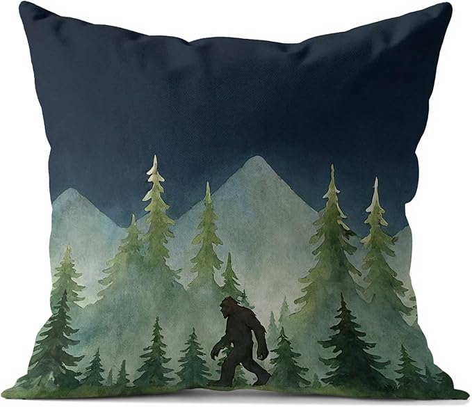 Funny Bigfoot Sasquatch Forest Throw Pillow Covers,Camper Decor Pillowcase,Big Foot Sasquatch Gifts,Camping Camper Bigfoot Gifts for Women