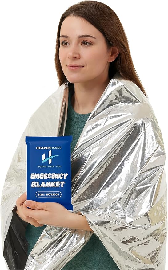 Emergency Blankets Pack of 10 – Mylar Thermal Space Blanket for Survival, First Aid, Camping, Hiking, Outdoor, Marathon, Cold Weather Protection