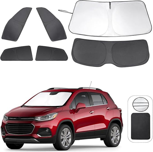 6PCS Windshield Sun Shade Custom Fit for 2013-2023 Chevrolet/Chevy Trax Accessories Foldable Sunshade Side Rear Window Shade Cover Full Set Privacy Protection Keeps Car Cool