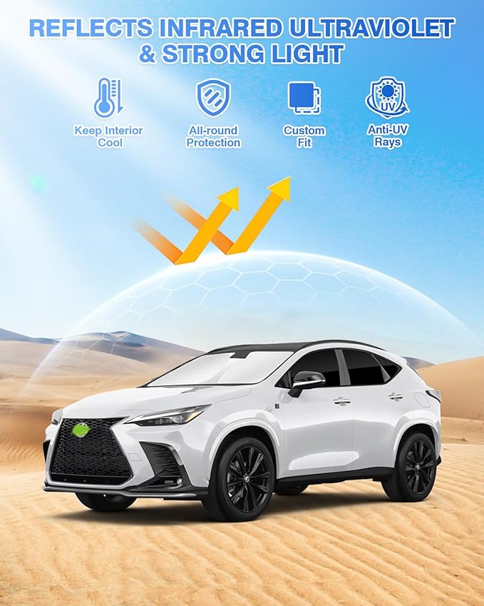 Canvcle Sunshades for Lexus NX 2022-2025 2026 Accessories Windshield Sun Shade Side Rear Window Shade Cover Sun Visor Shield Privacy Protection Keep Vehicle Cool Black 8PCS