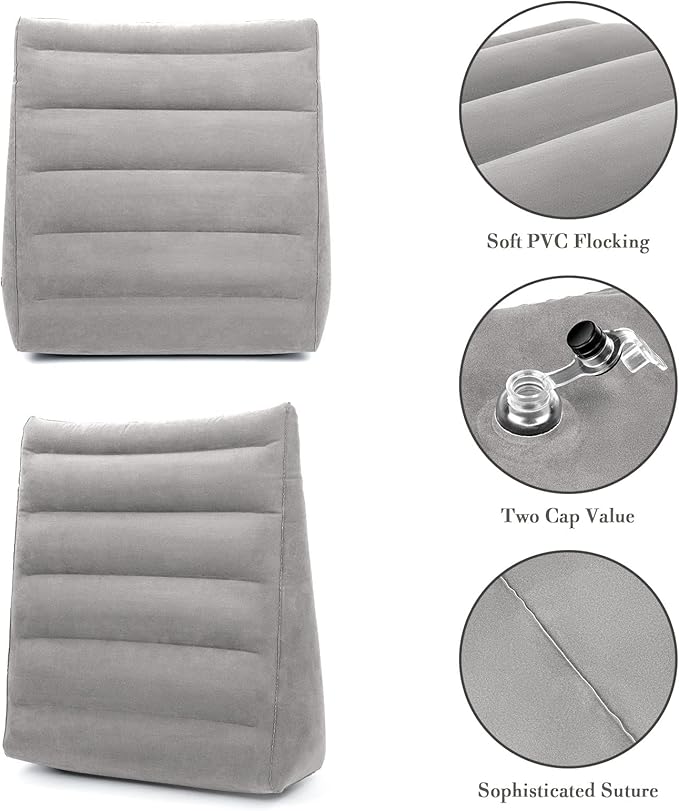 USHMA Inflatable Wedge Pillow for Sleeping, Portable Travel Wedge Pillow for Sitting in Bed, Inflatable Wedge Pillows for Travel, Blow Up Under Knee Pillow