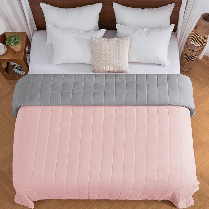 King Size Weighted Blanket for Adults (20 lbs, 80” x 87”, Pink Grey) Cooling Heavy Blanket for Sleeping Perfect for 190-210 lbs, Breathable Blanket for Adults & Couple All Season, Machine Washable