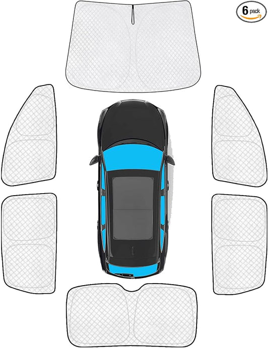 KMF 6pcs Thicken Sun Shades for Acura MDX 2021-2025 2026 Accessories, Car Window Covers Sunshade for Windshield Side Rear, Sun Visor UV Block and Protect Privacy for Camping Outdoor