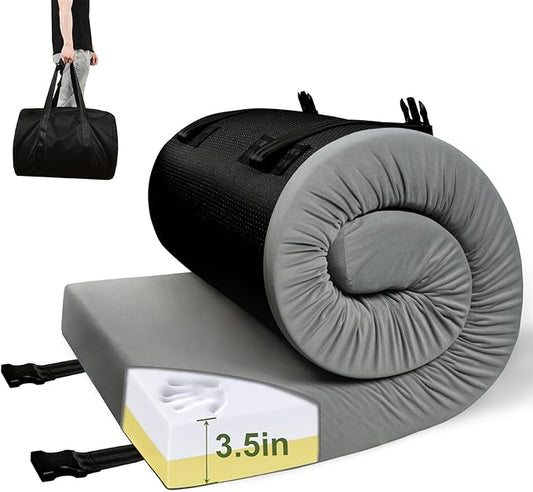 3.5" Extra Thick Foam Camping Mattress, Waterproof Cover & Travel Bag, Portable Sleeping Pad for Car/Tent/Cot/SUV/Trunk/Floor/Guest Bed