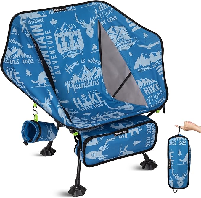 ATEPA UFO3.0 Ultralight Backpacking Chair, 330 lbs Heavy-Duty Aerospace Aluminum Folding Camp Chair with Hexagon Ergonomic Seat Anti-Sink Feet, Compact Portable Outdoor Gear for Hiking Fishing, Blue