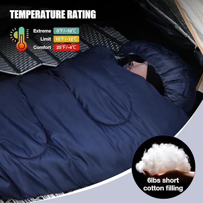 REDCAMP Flannel Sleeping Bag for Adults, Comfortable Cotton Sleeping Bags for Camping with Detachable Hood, Red/Grey/Blue/Black