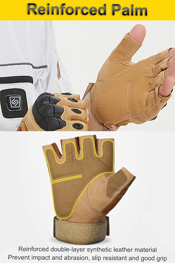 SUJAYU Outdoor Fingerless Gloves for Men - Driving, Hiking, Biking & Motorcycle Gloves