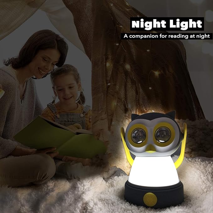 Outdoor Equipment LED Camping Lantern & Headlamp Set for Kids, FANT.LUX Battery Powered Night Light for Emergency, Hurricane, Lightweight Tent Lamp for Children (Owl Set)