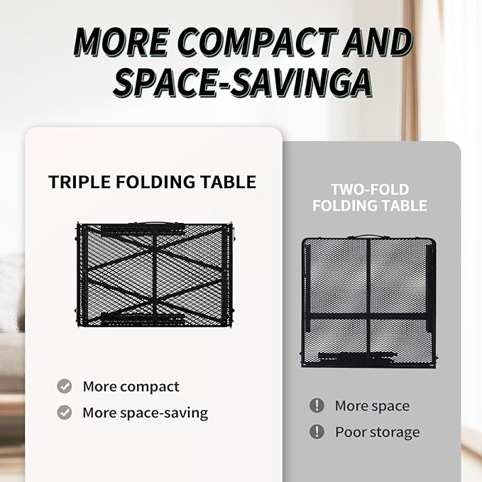 WildFinder Folding Gril Table, 4x2 FT Camping Table with Mesh Desktop,Height Adjustable Folding Grill Table with Mesh Bag,Portable Outdoor for Picnic,Camping,BBQ,Beach(Black)
