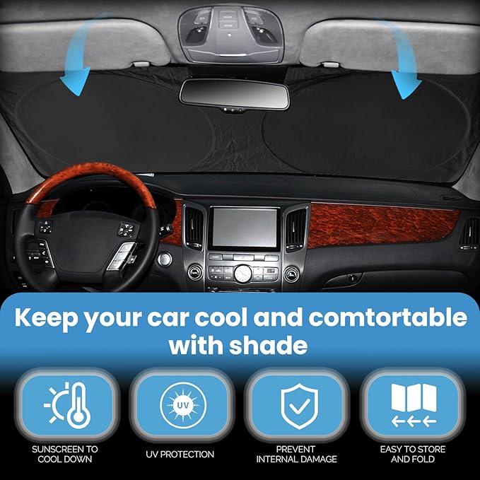 Custom Windshield Sunshade for Acura MDX Accessories 2021-2024 2025 2026 Front Window Shades Cover for Windshield Sun Visor Screen Protector 210T Reflective Blocks UV Rays Cool Car Accessories