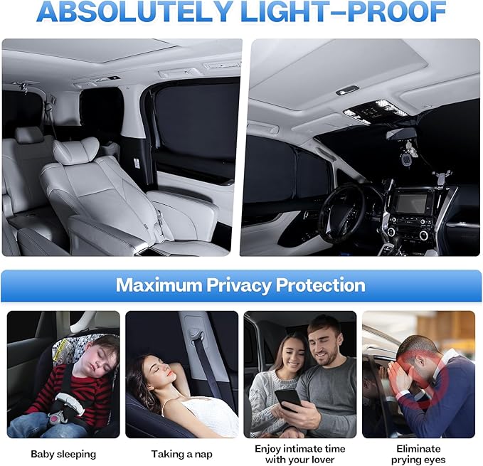 T TGBROS Windshield Sun Shade for Honda Pilot 2016-2025 Car Window Shades Thicken UV Block and Blackout Privacy Foldable Sunshades 8PCS Accessories Keep Cool Sun Visor Covers