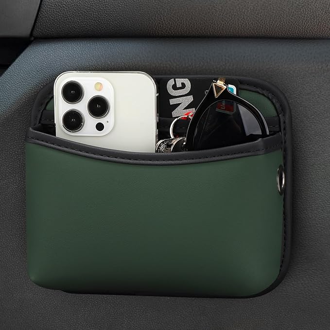 Accmor Universal Car Pocket Organizer - PU Leather Pouch for Seat, Door, Window, Console - Holder for Cards, Trash, Cell Phone, Sunglasses