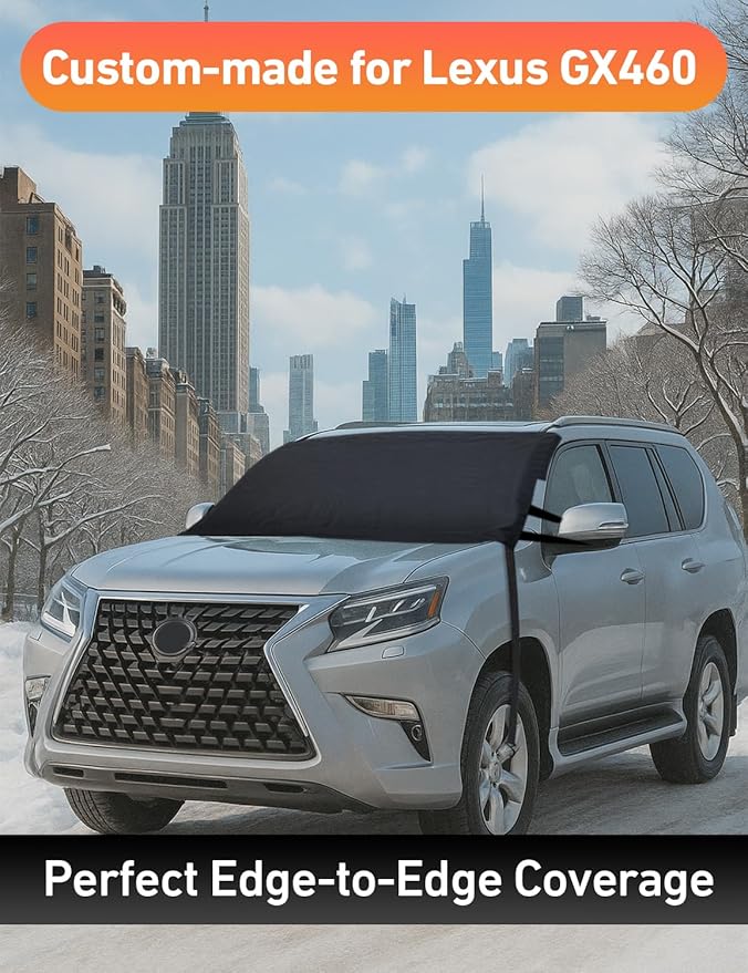 EcoNour Car Snow Cover Compatible for Lexus GX 460 | Windshield Cover for Ice and Snow with S-Hook Straps | Heavy-Duty 600D Oxford Winter Car Cover, Waterproof & Anti-Slip