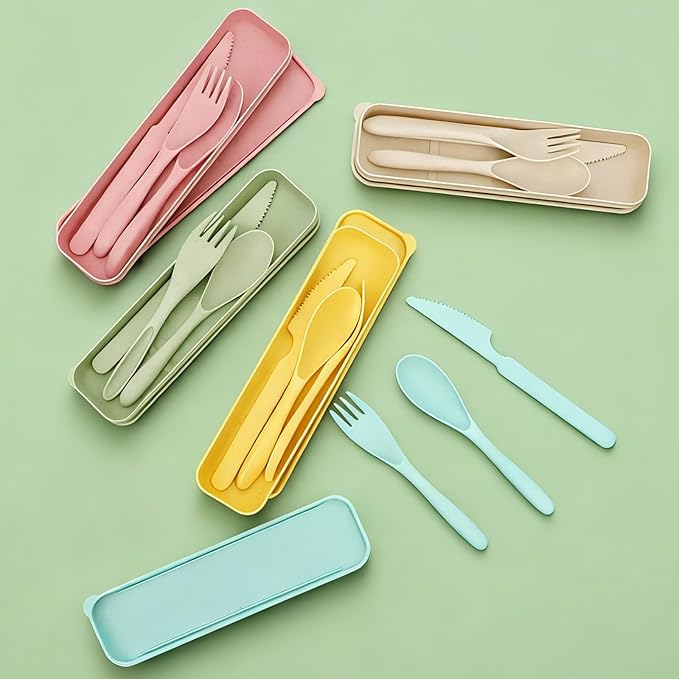 Knives Spoons and Forks Set, Portable Cutlery Set, Reusable Flatware Set for 10, Utensils for Party, Travel, Work, Picnic, Camping or Daily Use