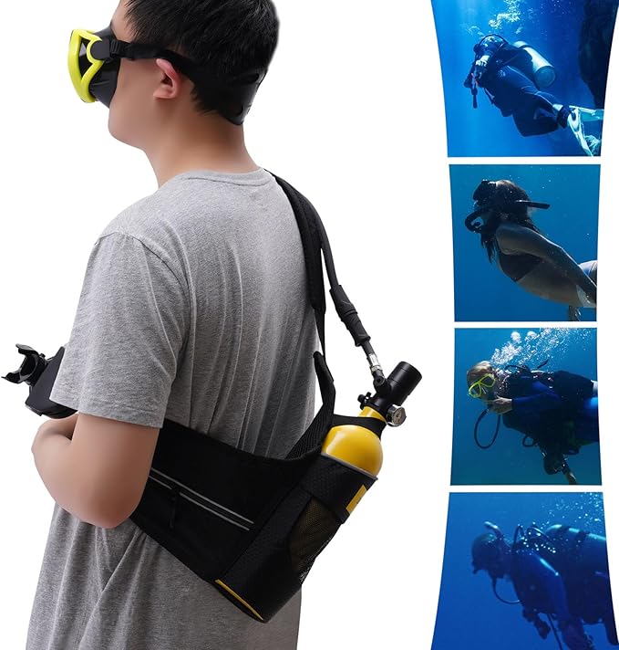 Mini Scuba Tank Kit - 1L Portable Oxygen Cylinder for Diving, Emergency Rescue & Firefighter Backup with Mask, Adapter & Carry Bag
