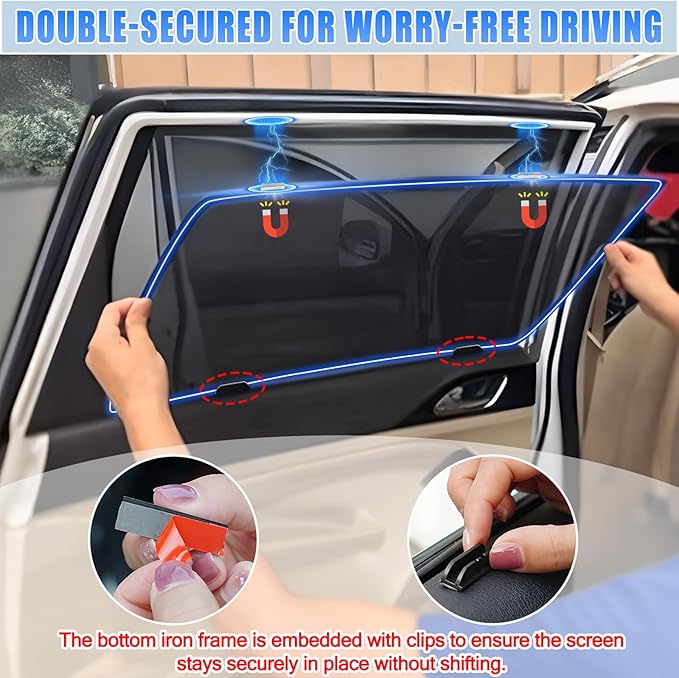 ZATOOTO F-150 Car Window Shades for 2015-2020, F-150 Car Window Screen for Camping Baby Window Shade, Full Coverage Side Window Shade with Breathable Mesh