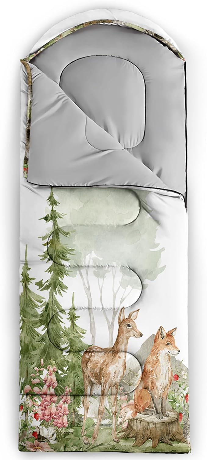 QOOMO Axolotl Cute Camping Sleeping Bags,3 Season Warm & Cool Weather,Lightweight,Waterproof Sleeping Bags for Adults & Kids,Traveling,and Outdoors