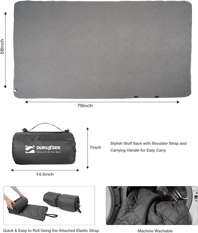 DUKUSEEK Waterproof Stadium Blanket (NO Hood), Outdoor Blankets Waterproof Windproof for Cold Weather, Emergency Warm Blanket with Quilted Cotton and Thick Fleece for Picnic, Camping, Outdoor Sports