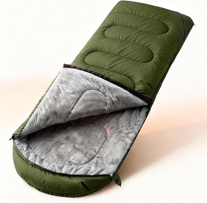 FARLAND Sleeping Bag for Adults, Cold Weather & Warm Plush Fleece-Lined Interior - Portable Waterproof Windproof with Compression Sack for Camping Hiking Traveling Indoor & Outdoor