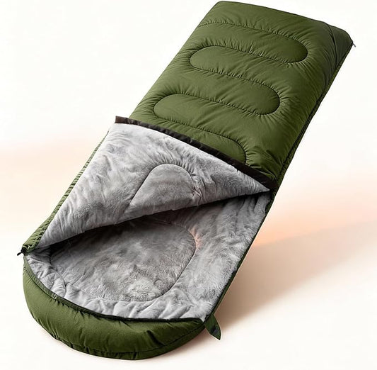 FARLAND Sleeping Bag for Adults, Cold Weather & Warm Plush Fleece-Lined Interior - Portable Waterproof Windproof with Compression Sack for Camping Hiking Traveling Indoor & Outdoor