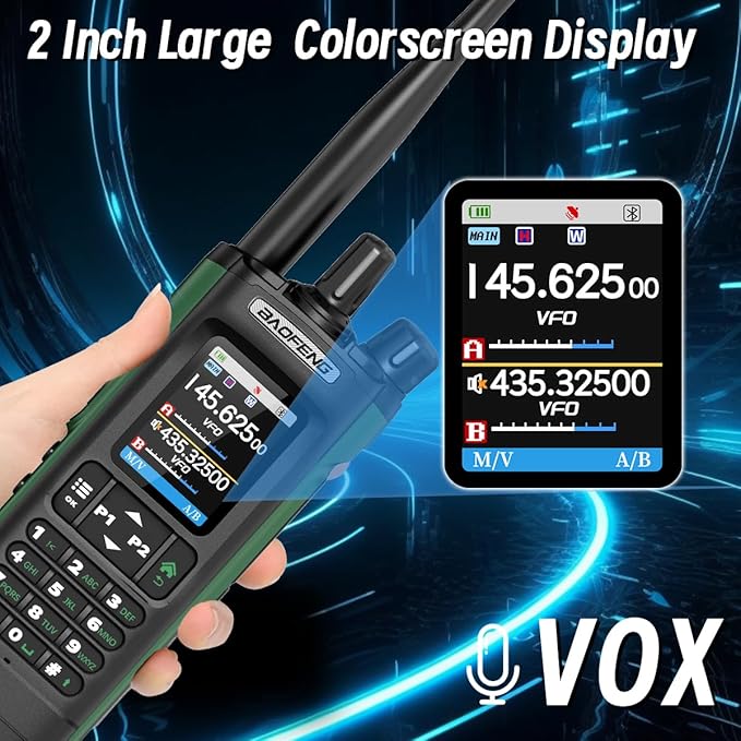 BAOFENG UV-32 Radio Ham Radio Handheld 10W Long Range Rechargeable NOAA Weather Receiver 5RM K5 Tactical Two Way Radio Walkie Talkie for Adults with GPS,USB-C Charging for Hunting Survival Gear,2Pack