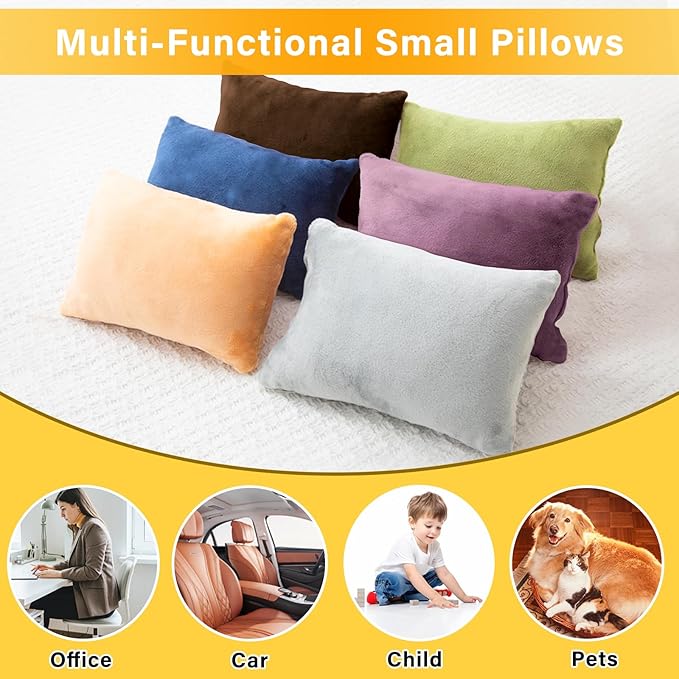 1 MIDDLE ONE 2 Pack Small Pillow, Memory Foam Mini Pillow 11 X 7 Inches for Travel, Sleeping, Nap and Neck, Knee, Lumbar Support, Tiny Cushion for Pet, Dogs (Brown)