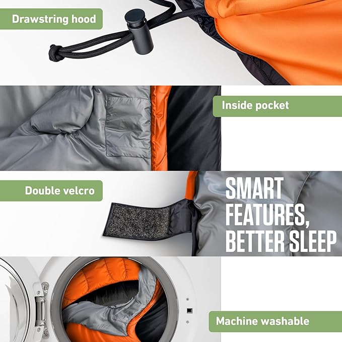 VENTURE 4TH Backpacking Sleeping Bag – XXL, Double and Single Sizes - Lightweight Warm & Cold Weather Sleeping Bags for Adults, Kids & Couples – Ideal for Hiking, Camping & Outdoor Adventures