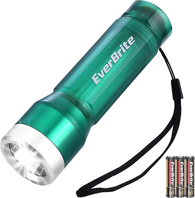 EverBrite Mini Flashlight, LED Flash Light with 3 Modes, 3 AAA Batteries Included, Water-Resistant Small Flashlight for Emergencies and Camping, Green,1 Pack