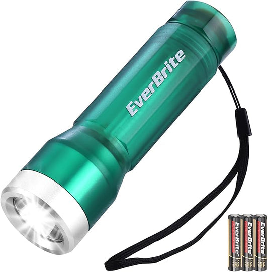 EverBrite Mini Flashlight, LED Flash Light with 3 Modes, 3 AAA Batteries Included, Water-Resistant Small Flashlight for Emergencies and Camping, Green,1 Pack