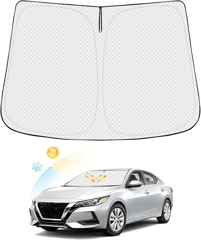 Canvcle Windshield Sun Shade for 2020-2025 2026 Nissan Sentra Accessories Thicken 6-Layer Foldable Front Window Sunshade Cover Sun Visor Protector Block UV Rays Keep Vehicle Cool