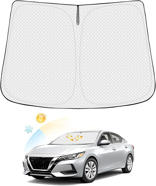 Canvcle Windshield Sun Shade for 2020-2025 2026 Nissan Sentra Accessories Thicken 6-Layer Foldable Front Window Sunshade Cover Sun Visor Protector Block UV Rays Keep Vehicle Cool