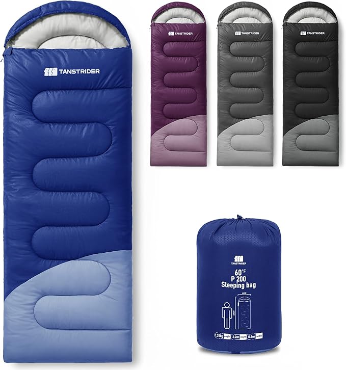 Sleeping Bag for Adults Warm Weather, Compact Lightweight Backpacking Sleeping Bag with Compression Sack, Camping Essentials Gear for Hiking Travel Climbing Outdoor & Indoor Use