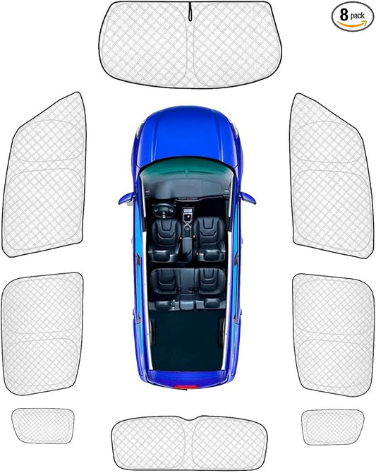KMF 8pcs Thicken Sun Shades for Jeep Renegade 2015-2024 Accessories, Windshield Sunshade Full Car Window Covers for Side Rear, UV Block and Privacy Blackout for Camping Outdoor