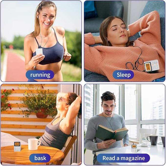 Portable Radio AM FM, Rechargeable Pocket Speaker with Best Reception Digital Tuning, MP3, Stereo Earphone, Large LCD Screen, TF Card Socket, Transistor Radio for Jogging/Gym/Camping(White)