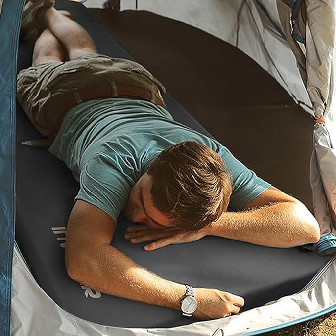 INVOKER Camping Sleeping Pad 3.15” Memory Foam Fast Self Inflating Insulated Durable Camping Mat Air Mattress with Pillow，for Tent, Traveling, Car, Camping, Grey