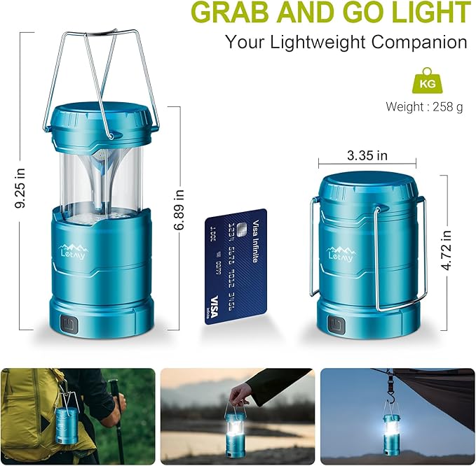 LETMY LED Camping Lantern for Power Outages, 3 Color Modes & Dimmable Battery Powered Lantern, IP65 Waterproof & Collapsible, Lanterns Flashlight Survival Kits for Emergency Hurricane Hiking, 4 Pack