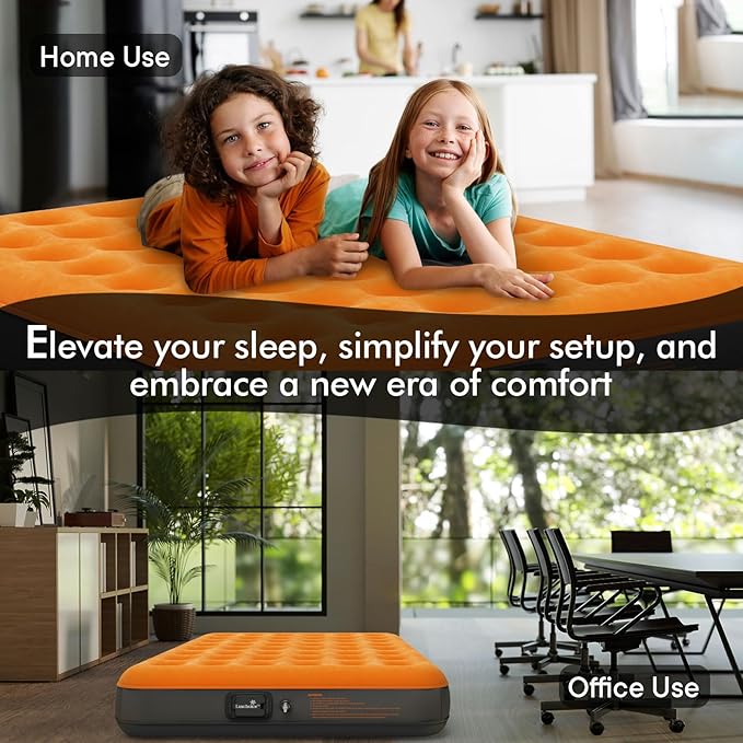 Luxchoice Air Mattress with Built-in USB Rechargeable Pump Camping Inflatable Mattress Portable Blow up Mattress Air Bed Guest Bed for Home Outdoors Hiking Travel