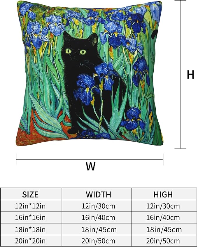 Black Cat Throw Pillow Covers 18 X 18 Inch Set of 4 Decorative Cushion Cover Home Decor for Sofa Chair Couch Bedroom Living Room