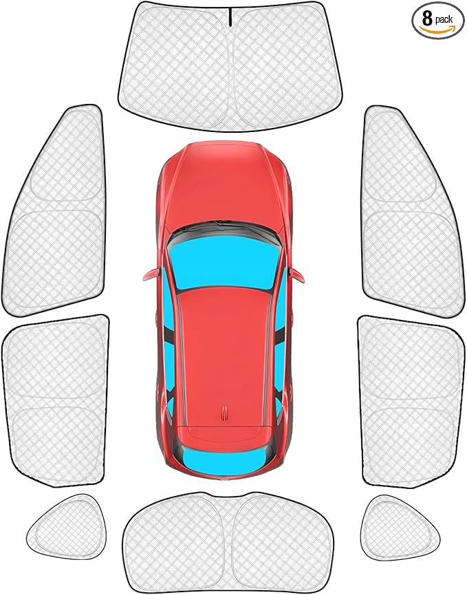 KMF 8pcs Thicken Full Sun Shades for Mazda CX-5 Accessories 2017-2025, Car Window Covers Sunshade for Windshield Side Rear, UV Block and Privacy Blackout for Car Camping Outdoor