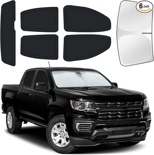 for Chevrolet Colorado 2015-2022 Car Window Shades, 6pcs Privacy Sun Shade Set for Front Windshield Side and Rear Windows, Full Window Covers Keeps Vehicle Cool for Camping Napping