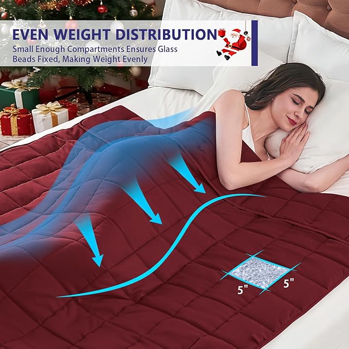 yescool King Size Weighted Blanket for Adults (20 lbs, 80” x 87”, Red) Cooling Heavy Blanket for Sleeping Perfect for 190-210 lbs, Breathable Blanket for Adults & Couple All Season, Machine Washable
