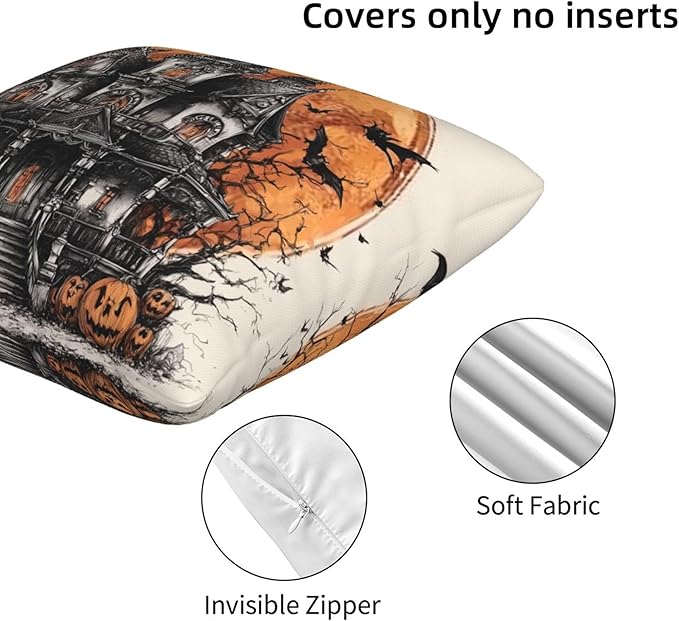 Witch Ancient Castle Throw Pillow Covers 18x18 inch Set of 2 Halloween Pillow Case Cushion Cover for Home Sofa Couch Living Room Car Decor