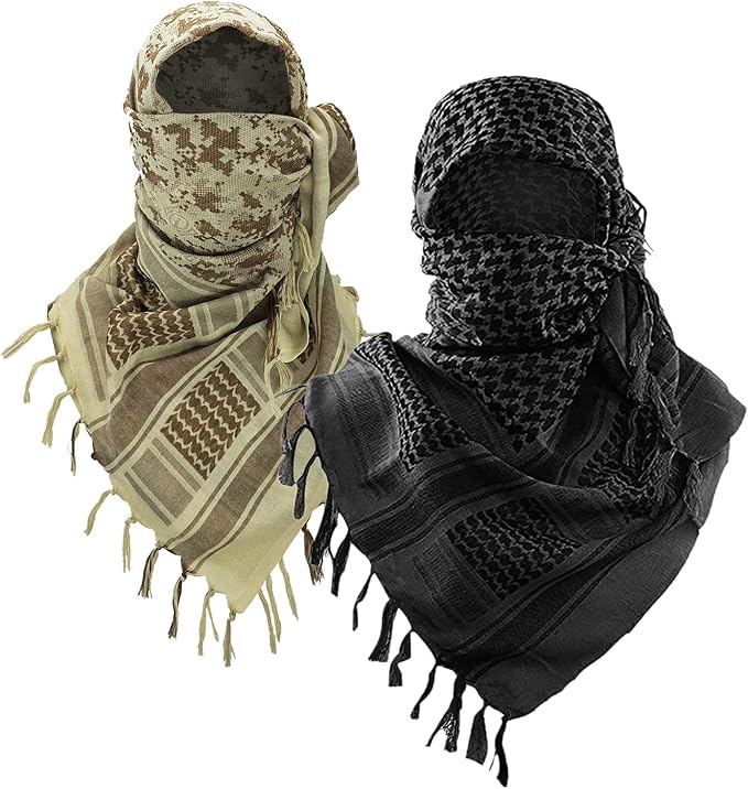 Luxns Military Shemagh Tactical Desert Scarf / 100% Cotton Keffiyeh Scarf Wrap for Men And Women